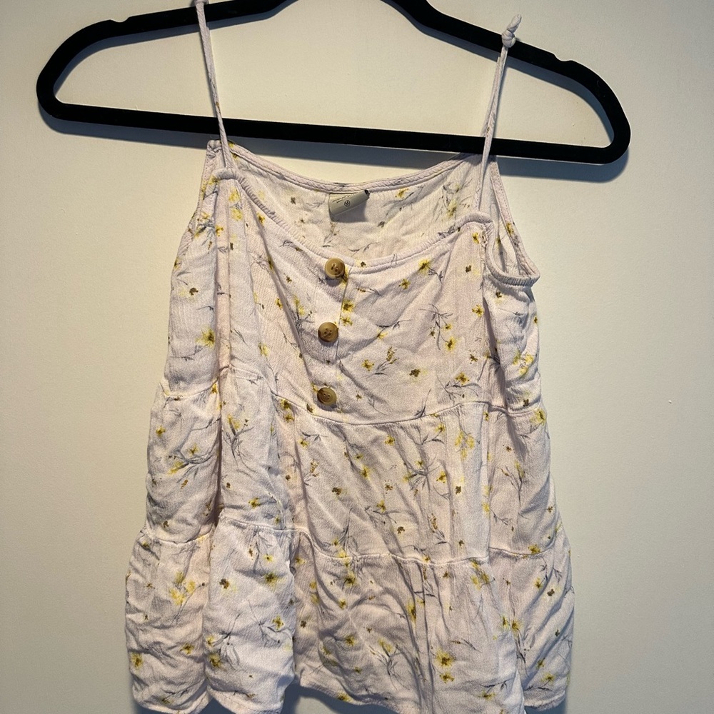 Paper Crane Lilac Floral Top with Button Detail